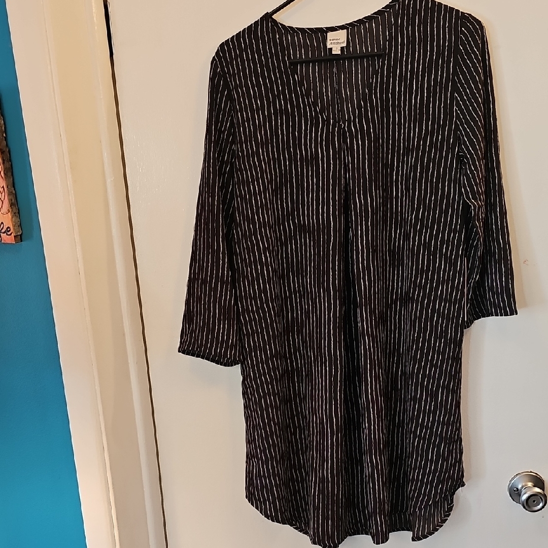 Black And White Striped Women's Tunic
